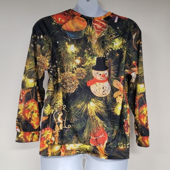 Ladies Christmas Print Loose Long Sleeve Round Neck Sweatshirt SZ 3X Fits XL - Picture 4 of 5